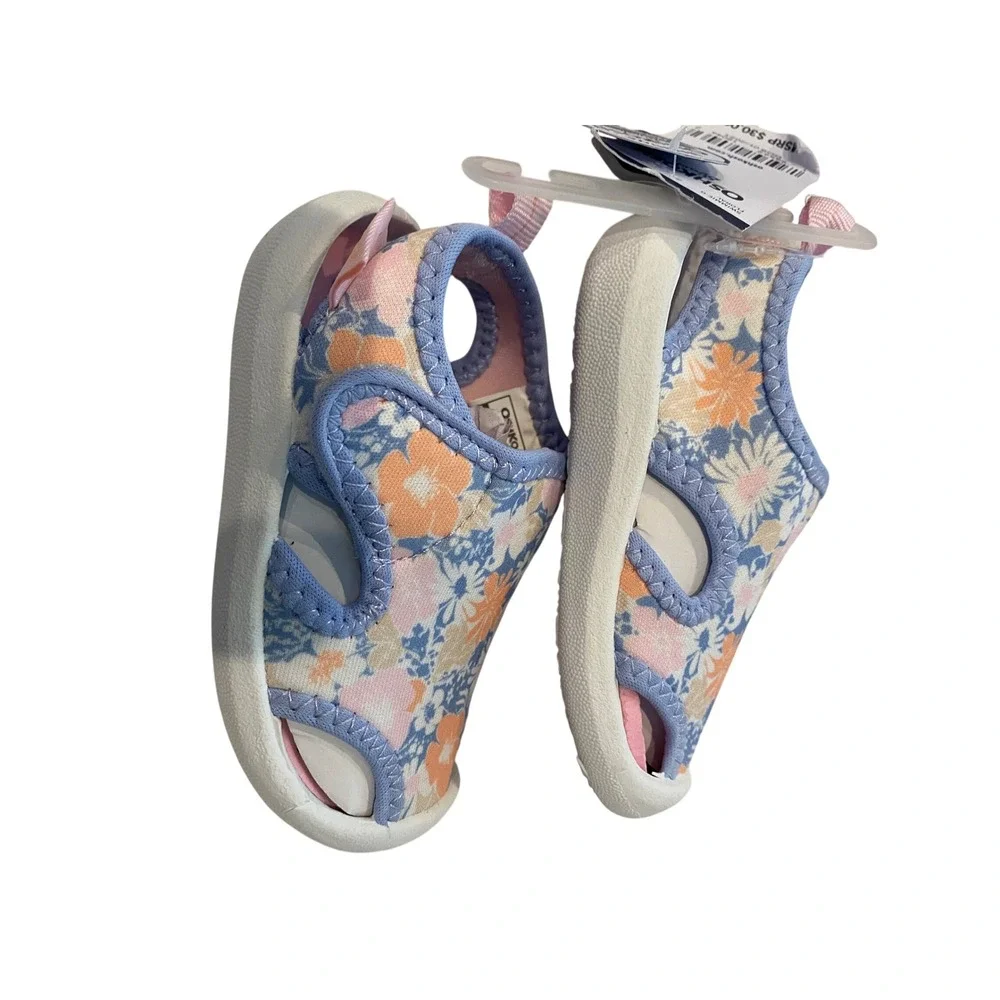 OshKosh B'gosh Baby Girls‎ Floral Swimmie-G Water Shoes Blue Orange Pink Size 4